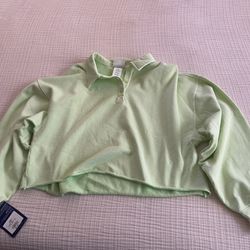 Champion Lightweight Fleece Polo Cropped Size Large-Vintage Green (