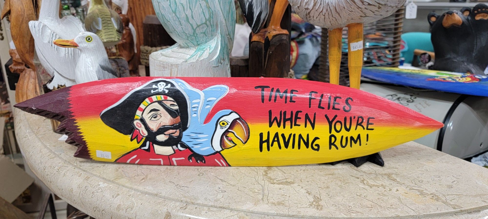 Time Flies When You Are Having Rum Wood Sign Surfboard 
