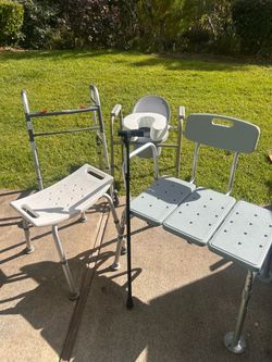 Complete Mobility & Home Care Bundle – Walker, Shower Chairs, Transfer Bench, Commode + Cane