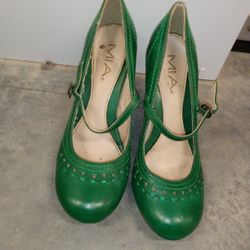 Emerald Green Leather MIA Pumps 7.5