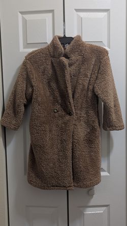 SHEIN Kids Young Girl Winter Thick Casual Elegant Warm Brown Fur Coat