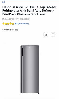 LG Small Refrigerator and Top Freezer