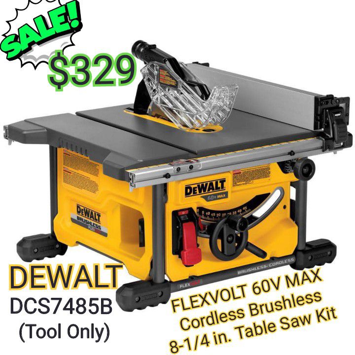 
DEWALT

FLEXVOLT 60V MAX Cordless Brushless 8-1/4 in. Table Saw Kit (Tool Only)

In Factory Seal 
