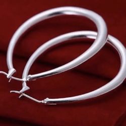 925 Sterling Silver U Style Hoop Earrings 