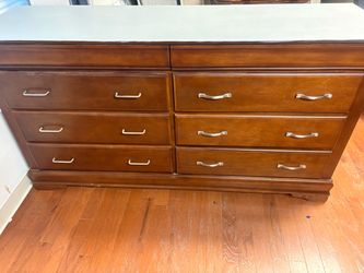 His & Her 6-Drawer Wood Dresser with Silver Handles