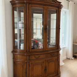 Solid Wood China Cabinet – Good Condition, Glass Doors &amp; Lighting - Tallahassee, FL