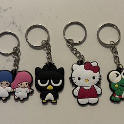 Sanrio( Hello Kitty,  Cinnamoroll, & More) Keychains Lot Of 6 NWOT