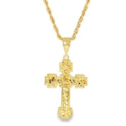 10k Yellow Gold Cross Charm Necklace