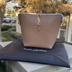 Saint Laurent Paris Tan Leather Bucket Bag