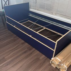 Twin Bed with underneath bed- No mattresses