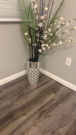 Silver floor vase