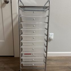 Rolling Storage Cart with Wheels, 10 Drawer Organizer for Kitchen, Bathroom, Bedroom, Living Room, Office