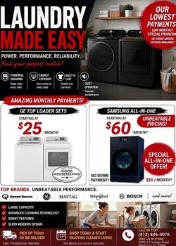 🔥 LG Top Load Washer & Electric Dryer Set – ONLY $25/MONTH! 🔥