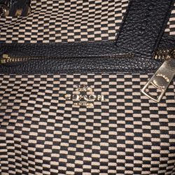 Coach 2WAY Handbag Legacy Jacquard Prairie Satchel Black Jacquard Leather Bag