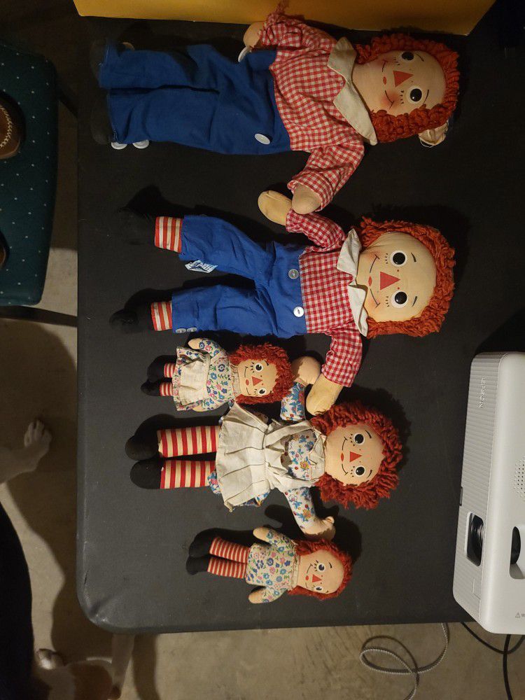 Vintage Raggedy Ann And Andy Doll Lot