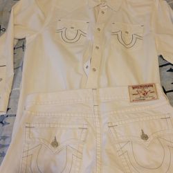 Men All White True Religion Outfit