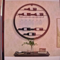 6 Bottle Wall Mounted Indoor Decorative Wicker Wine