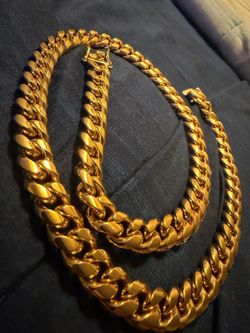 Stainless steel 18k plated 12MM 24 inch Cuban link