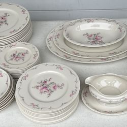 Castleton Belrose China 73 Piece Set Vintage Plates, Cups, Platters,  Gravy Boat, Bowls+