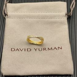 David Yurman  golden full diamond crossband ring