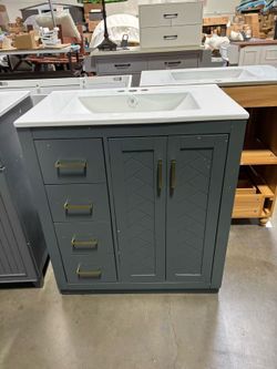New assembled. Bathroom Vanity with Sink and Countertop,Solid Wood Frame Bathroom Cabinet with Sink