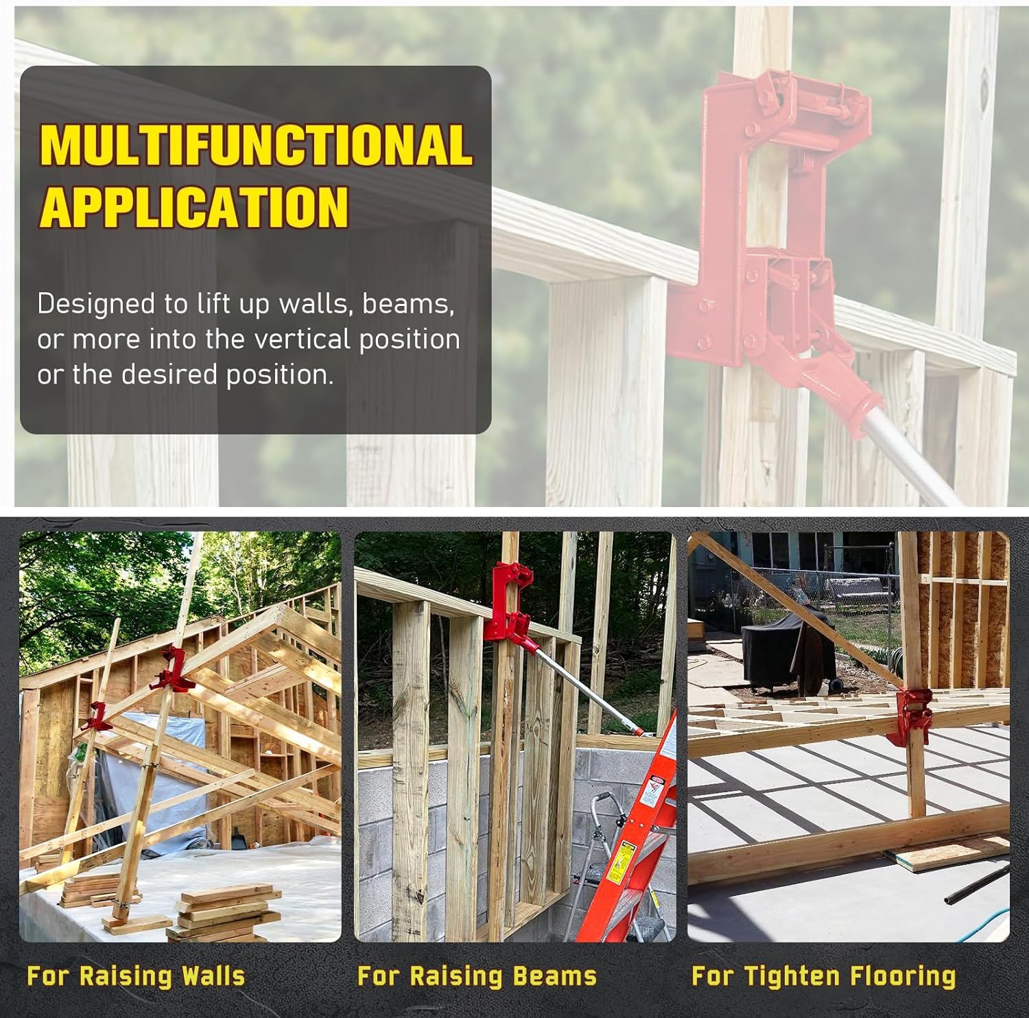 2-Pack Portable Wall Jacks For Framing - 1,000 Lb Capacity, Use With 2x4 Wood Or 1" Steel Pipe
