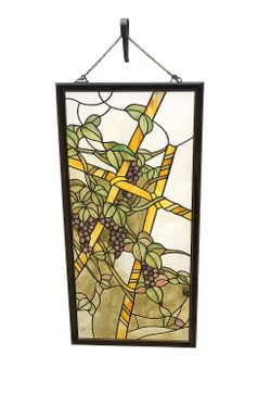 Tiffany Inspired Glass Panel with Grapevine Design