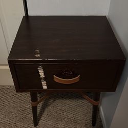 Small wooden side table / nightstand with single drawer