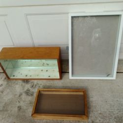 JEWELRY DISPLAY CASES - Vintage Wood Wooden Cabinet Shelving Unit Metal Hinge Antique Shelf Shelves 
