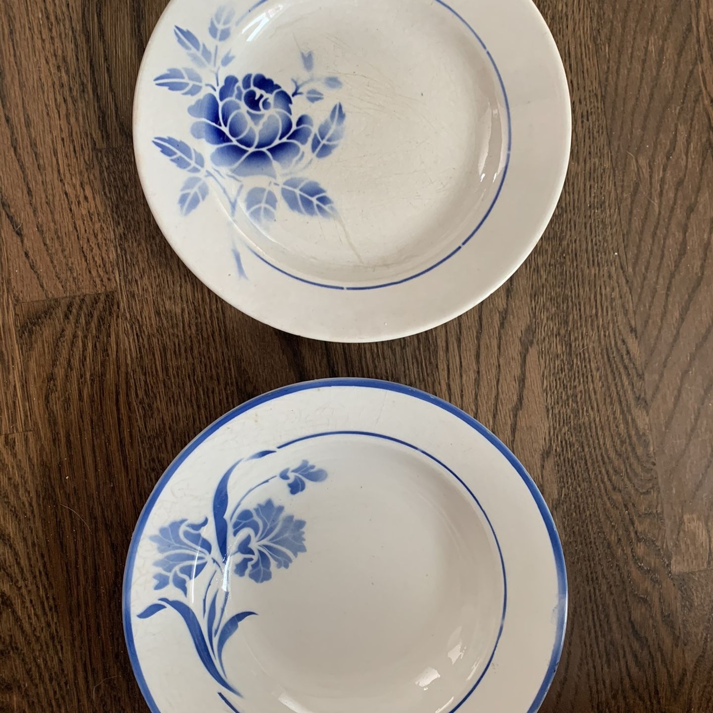 Gorgeous Antique French Blue & White Porcelain China Plates