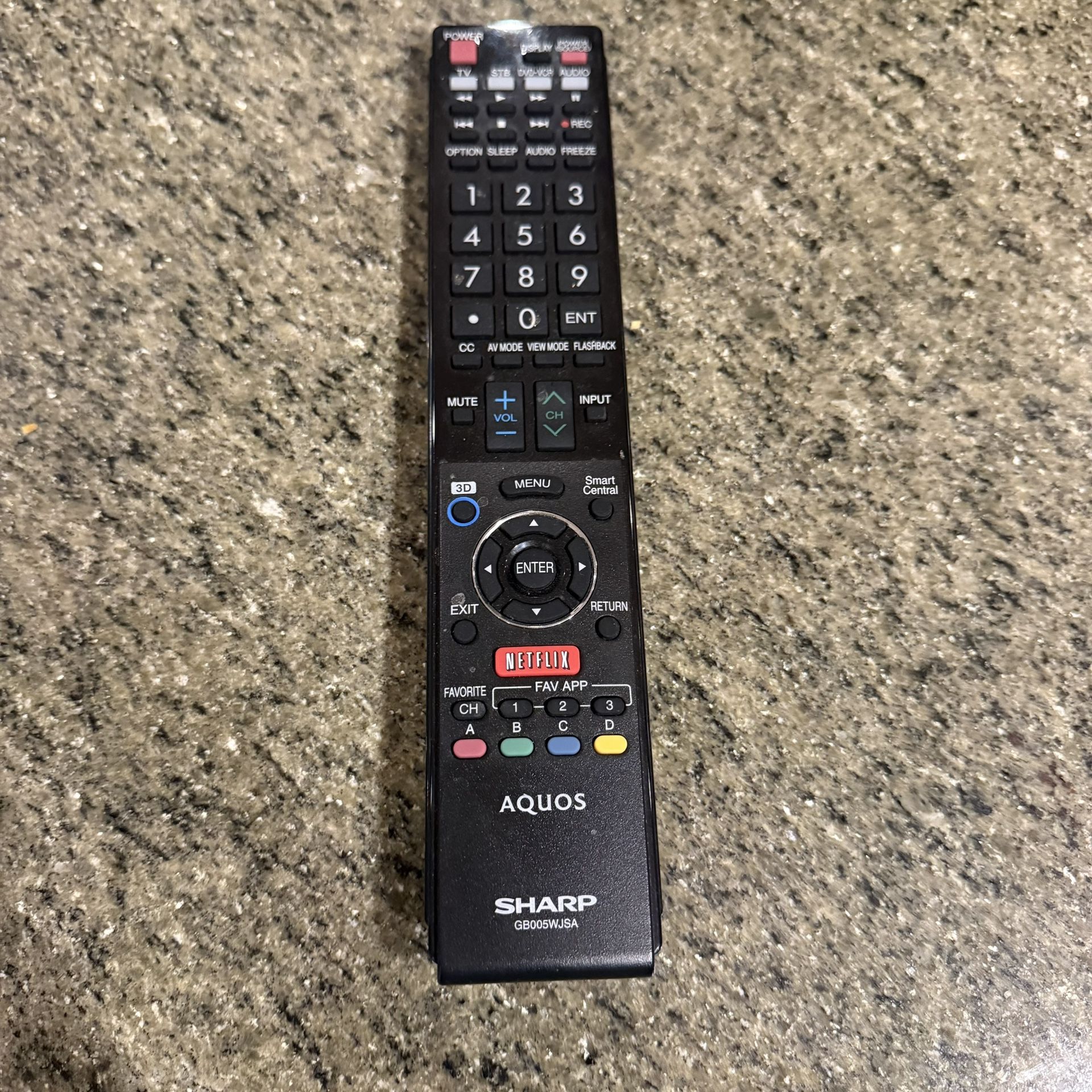 Sharp AQUOS Remote Control GB005WJSA OEM Replacement Black 