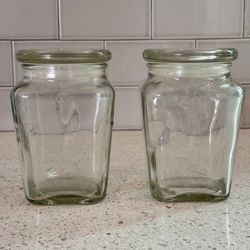 Set of 2 apothecary glass jars
