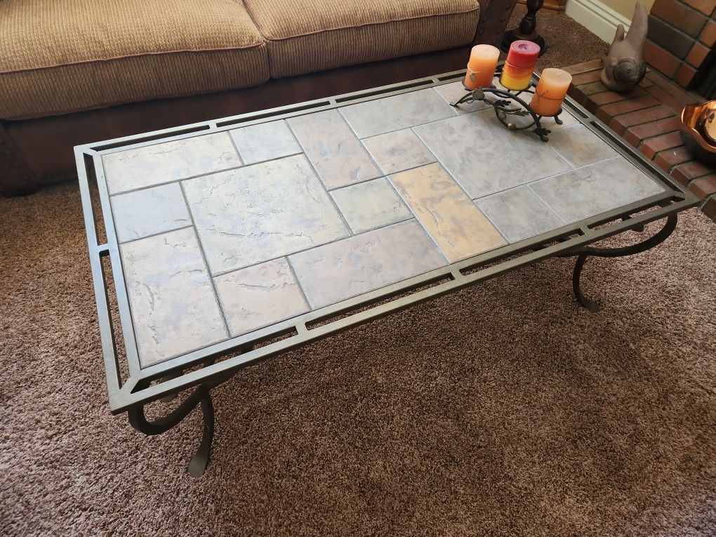Exceptional Tile And Metal Coffee And End Table