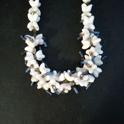 Macabre Antique Milk Glass Necklace Looks Like Teeth