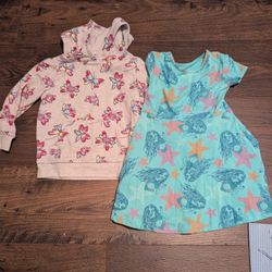 Butterfly Hoodie And Little Mermaid Dress Size 3t