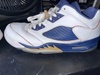 Size 12Air Jordan 5 Low White Blue Gold Sneakers