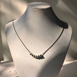 Vintage 925 Sterling Silver Modernist Minimalist Bead Ball Necklace Italian 18in Chain 5.4g