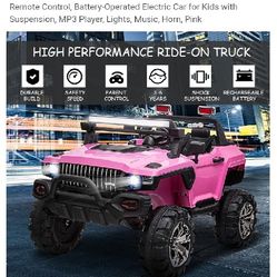 Aosom 12V Ride-on Truck with Remote Control, 2-Seater Battery-Operated Electric Car for Kids with Music 