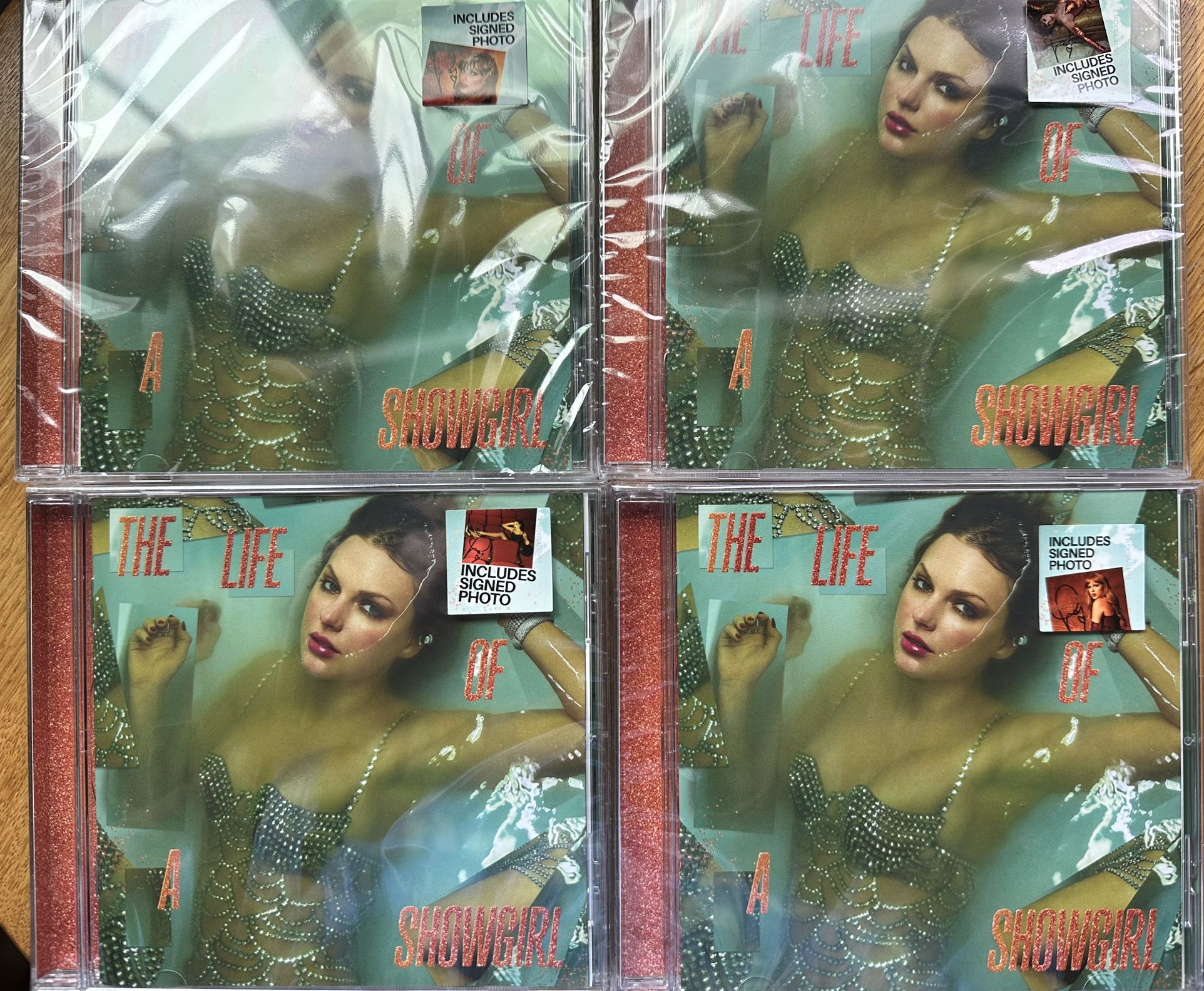 Taylor Swift The Life of a Showgirl CD Hand Signed Photos Full Set 1-4 Bundle