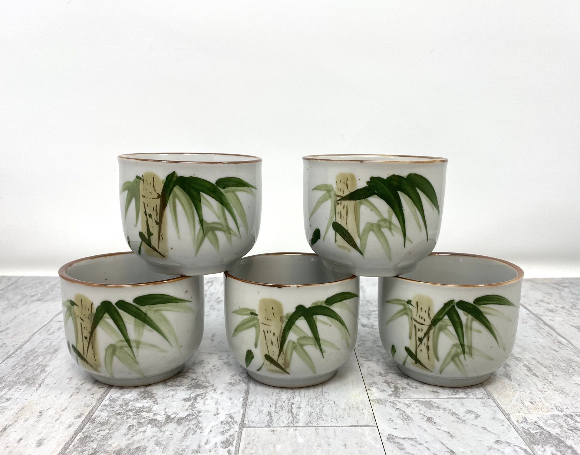 Set Of 5 Handgemalt Hand Painted Tea Coffee Cups