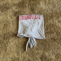 Grey and red Fresno State Bulldogs bandana top; perfect condition