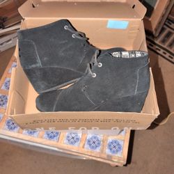 Toms Black Suede Desert Wedge Ankle Booties. 