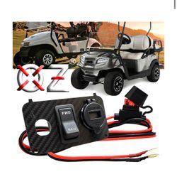 Carbon Fiber Golf Cart Volt Meter Key Switch Plate USB charger for EZGO TXT PDS Electric 36v 48v