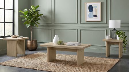 Decker Natural Oak 3-Piece Coffee and End Table Set