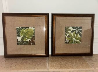 Set of 2 Tropical Leaf Framed Wall Art