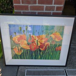 Framed Painting Of California Poppies
