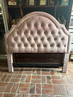 Pink Tufted Upholstered Headboard and mattress