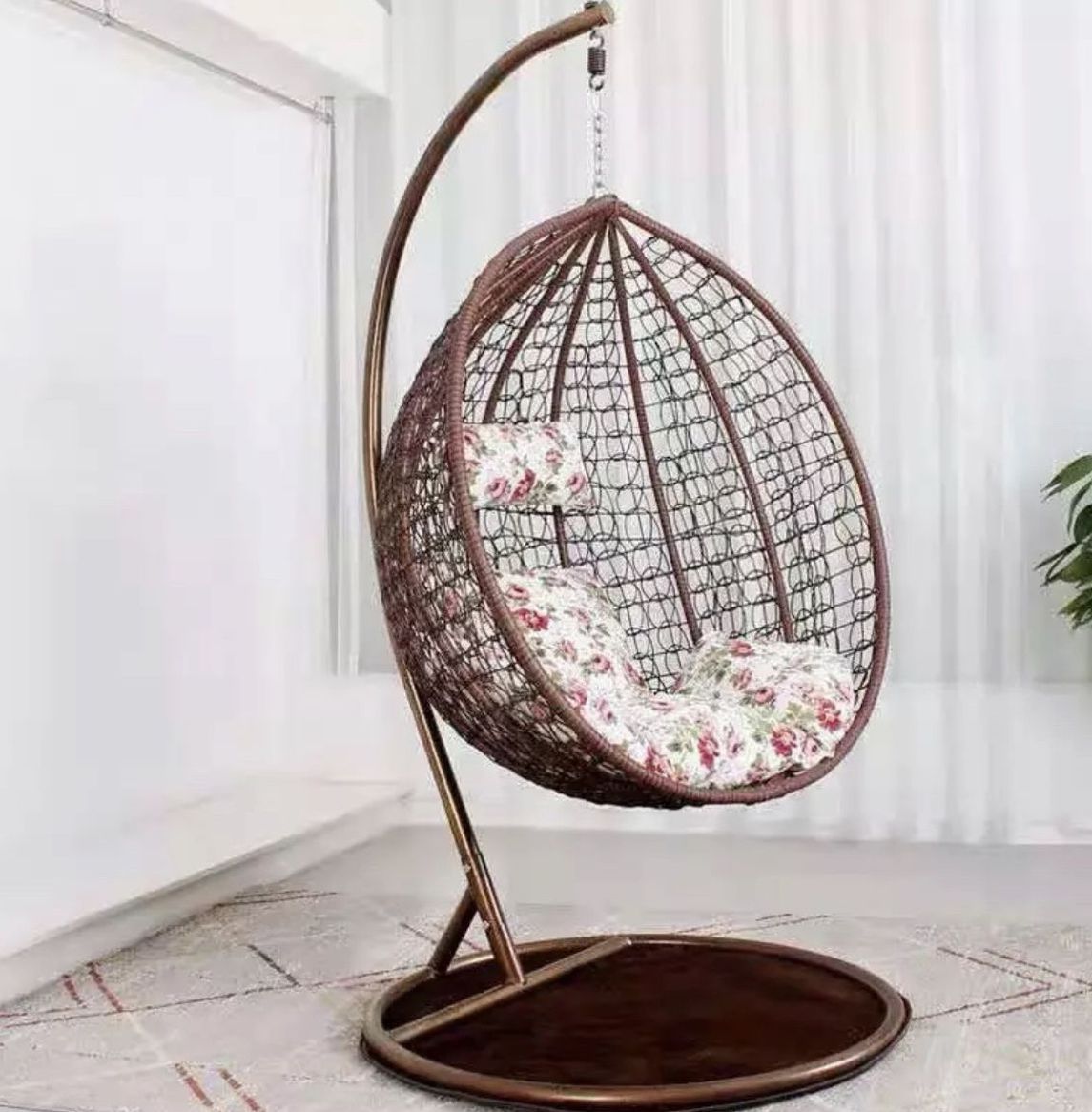 *New* Wicker Style Hanging Egg Chair Patio Porch Lounge Swing with Stand Included Bedroom Furniture