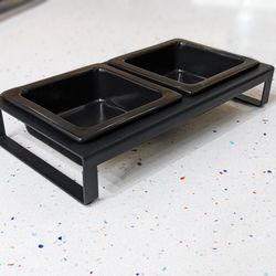 Dog Cat Pet Bowls Ceramic, Modern Black