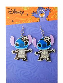 Unique & Adorable! Disney©️👻💜🎃Skeleton costume STITCH 🎃💜👻Halloween Earrings
